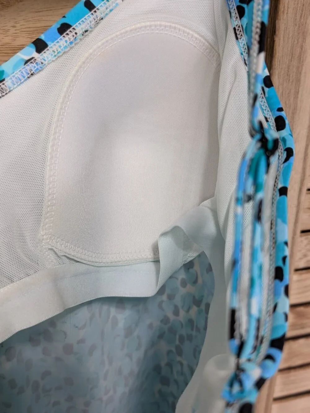 Croft & Barrow Blue Speckled Spaghetti Strap Tankini Size 14